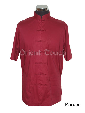 Men's Cotton Short-sleeve Shirt - Maroon