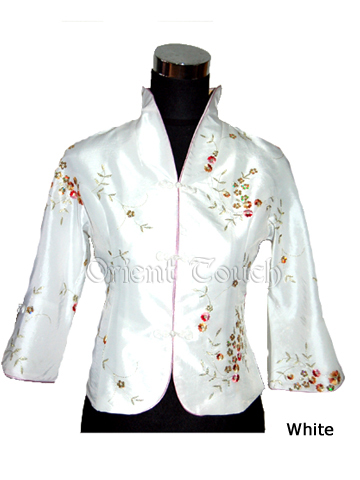 Chinese Elbow-Length Thai Silk Embroidery Blouse