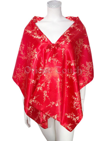 Brocade Shawl - Plum Blossoms in Red