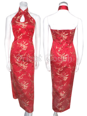 Plum Blossom Silk Brocade Cheongsam - Red